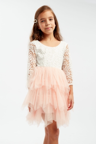 Otroška obleka Angel dolgi rokav roza