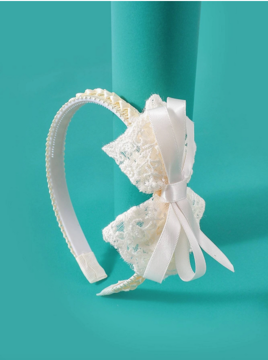 Elegantna čipkasta trak za glavo "CreamLace" za deklice, visokokakovostni materiali, posebne priložnosti, modni trendi, udobje nošenja