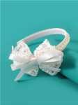 Elegantna čipkasta trak za glavo "CreamLace" za deklice, visokokakovostni materiali, posebne priložnosti, modni trendi, udobje nošenja
