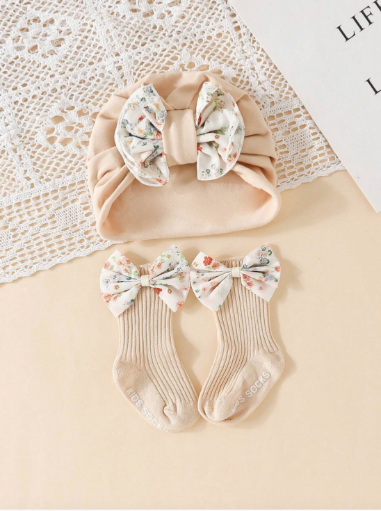 elegantni otroški nogavički, bombažni turban za dojenčke, komplet za posebne priložnosti, protizdrsne nogavičke, modni dodatek za dojenčke, darilo za krst, rojstnodnevno darilo za dojenčke, vsakdanja otroška moda