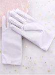 elegančne rokavice, bele rokavice, slovesne priložnosti, otroške rokavice, udobno prileganje, vzdržljive rokavice, simbol čistosti, univerzalna velikost, ročno pranje, slovesne obleke