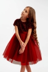 dekliška obleka, Elisa bordo, princeskina obleka, svečana obleka za deklice, otroška moda, bleščice in eleganca, obleka z bleščicami, modna obleka za deklice, svečane obleke za otroke