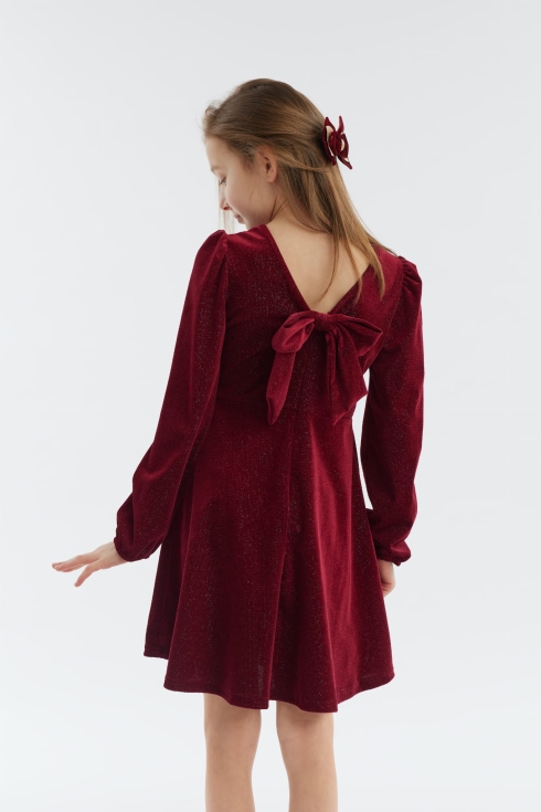 dekliška obleka, elegantna dekliška obleka, večerna obleka za deklice, bordo obleka za deklice, Melissa obleka, otroška moda, svečane obleke za deklice, obleka za posebne priložnosti