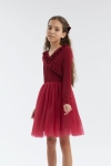 bordo obleka, obleka za deklice, elegantna obleka, obleka za posebne priložnosti, Mika obleka, dekliška moda, svečana obleka za deklice, poročna obleka za deklice
