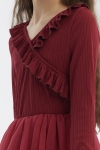 bordo obleka, obleka za deklice, elegantna obleka, obleka za posebne priložnosti, Mika obleka, dekliška moda, svečana obleka za deklice, poročna obleka za deklice