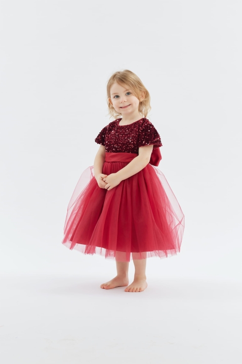 dekliška obleka, Elisa bordo, princeskina obleka, svečana obleka za deklice, otroška moda, bleščice in eleganca, obleka z bleščicami, modna obleka za deklice, svečane obleke za otroke