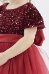 dekliška obleka, Elisa bordo, princeskina obleka, svečana obleka za deklice, otroška moda, bleščice in eleganca, obleka z bleščicami, modna obleka za deklice, svečane obleke za otroke