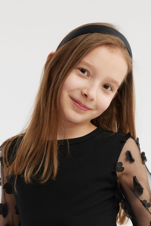 črni trak, žametni trak za lase, dodatek za deklice, elegantni otroški dodatki, darilo za deklico, trak za lase za posebne priložnosti, udobni trak za lase