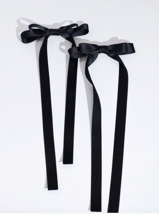 sponke za lase, črne sponke, sponke za dekleta, satenaste sponke, elegantne sponke, otroške sponke, sponke v obliki pentlje, lasni dodatki, modni dodatki za dekleta
