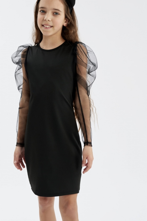 dekliška obleka, črna obleka za deklice, svečana obleka, elegantna obleka za deklice, obleka za poroke, obleka za praznike, udobna dekliška obleka, Elena obleka, kakovostna oblačila EU