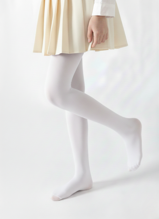 Deklica v belih hlačnih nogavicah 40 DEN za svečane priložnosti