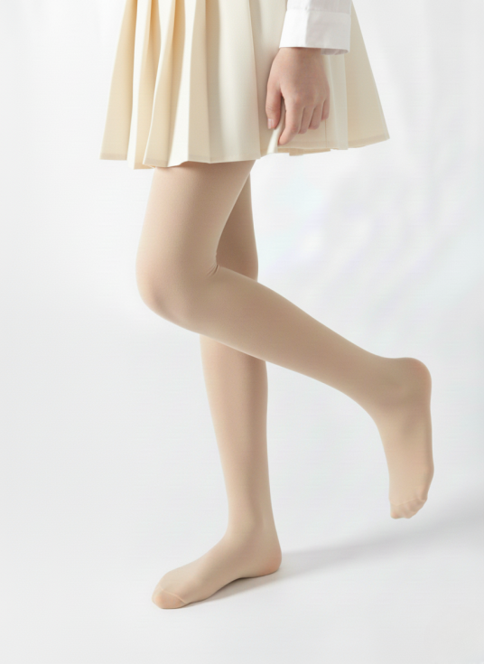 Bež gladke nogavice za deklice 40 DEN za svečane priložnosti