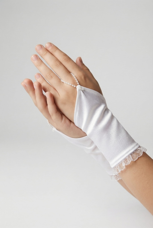 rokavice za prvo sveto obhajilo, obhajilne rokavice, bela obhajilna oprema, dodatki za prvo sveto obhajilo, otroške rokavice, elegantne rokavice za deklice