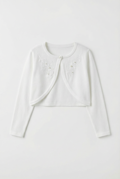 otroško bolero, bolero za deklice, elegantno bolero, otroška moda, bolero obhajilo, bolero za krst, bolero za poroko, otroška oblačila, bolero v kremno beli barvi