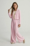 svečan dekliški komplet emi v rožnati barvi celostni styling, svečan komplet za deklico, usklajeni dodatki, ZOYA Fashion