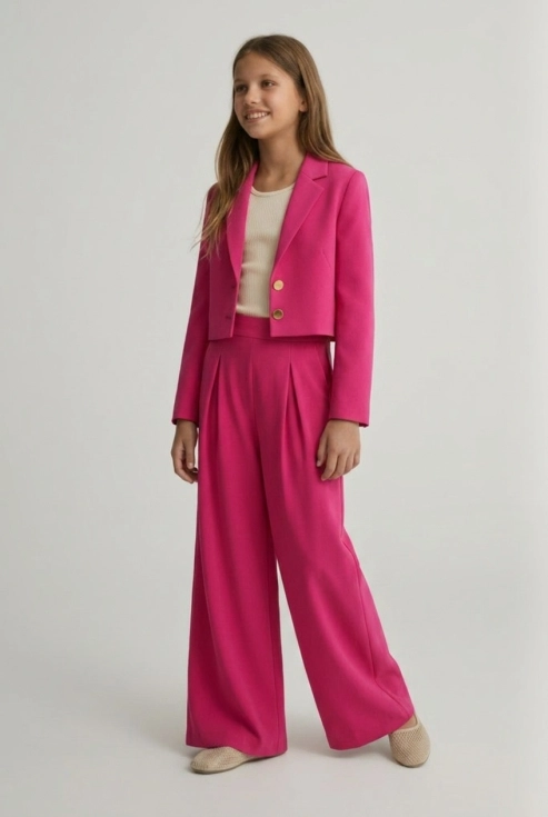 svečan dekliški komplet emi v fuksija barvi, dekliški komplet ZOYA Fashion, komplet za obhajilo, svečan komplet za deklico, slovenska otroška oblačila, ZOYA Fashion Slovenija