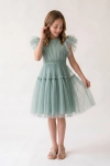 svečana tilasta obleka Paola mint zelena za deklice, otroška svečana oblačila, ZOYA Fashion